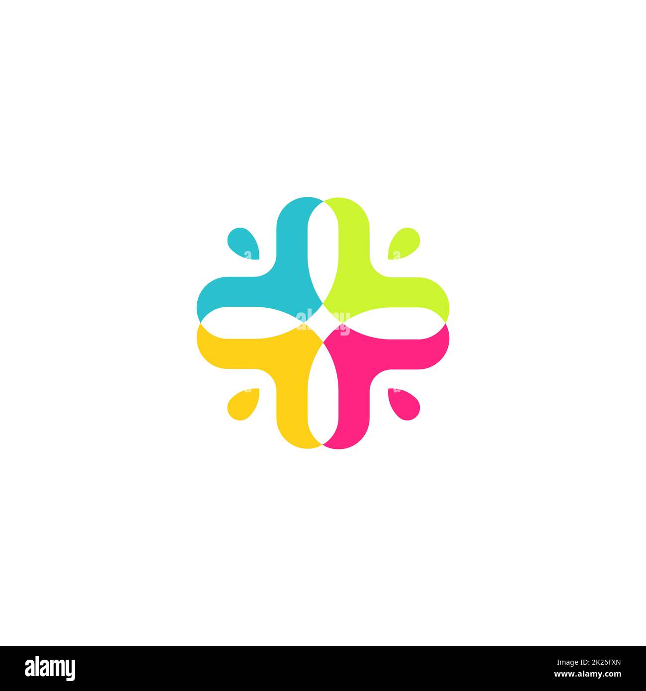 Human hands holder, abstract cross logo template, colorful union vector logo concept for business. Vector logotype Stock Photo