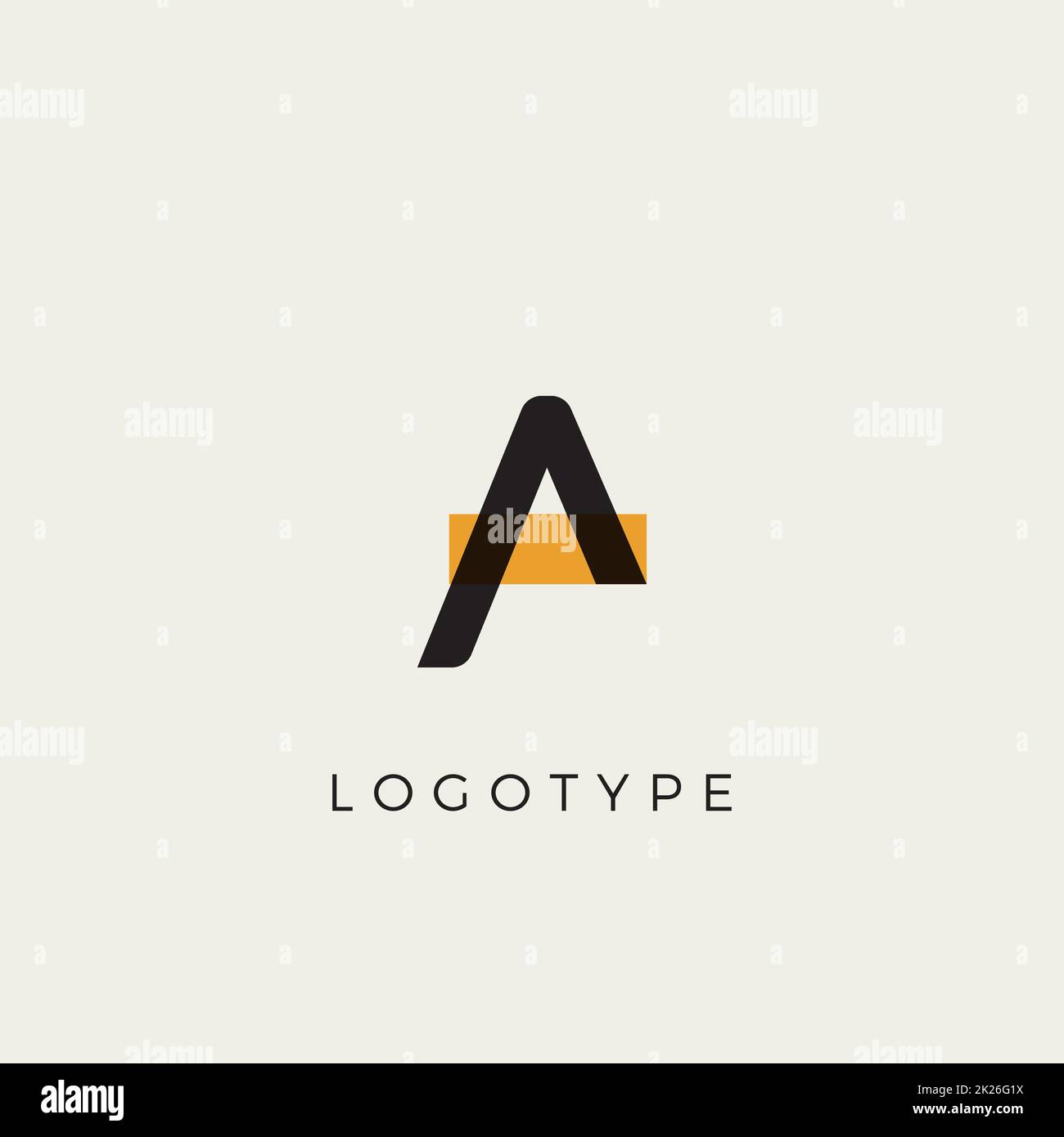 Creative letter A for logo and monogram. Minimal artistic style letter with yellow spot for education, festive and party or technology graphic. Vector typographic design Stock Photo