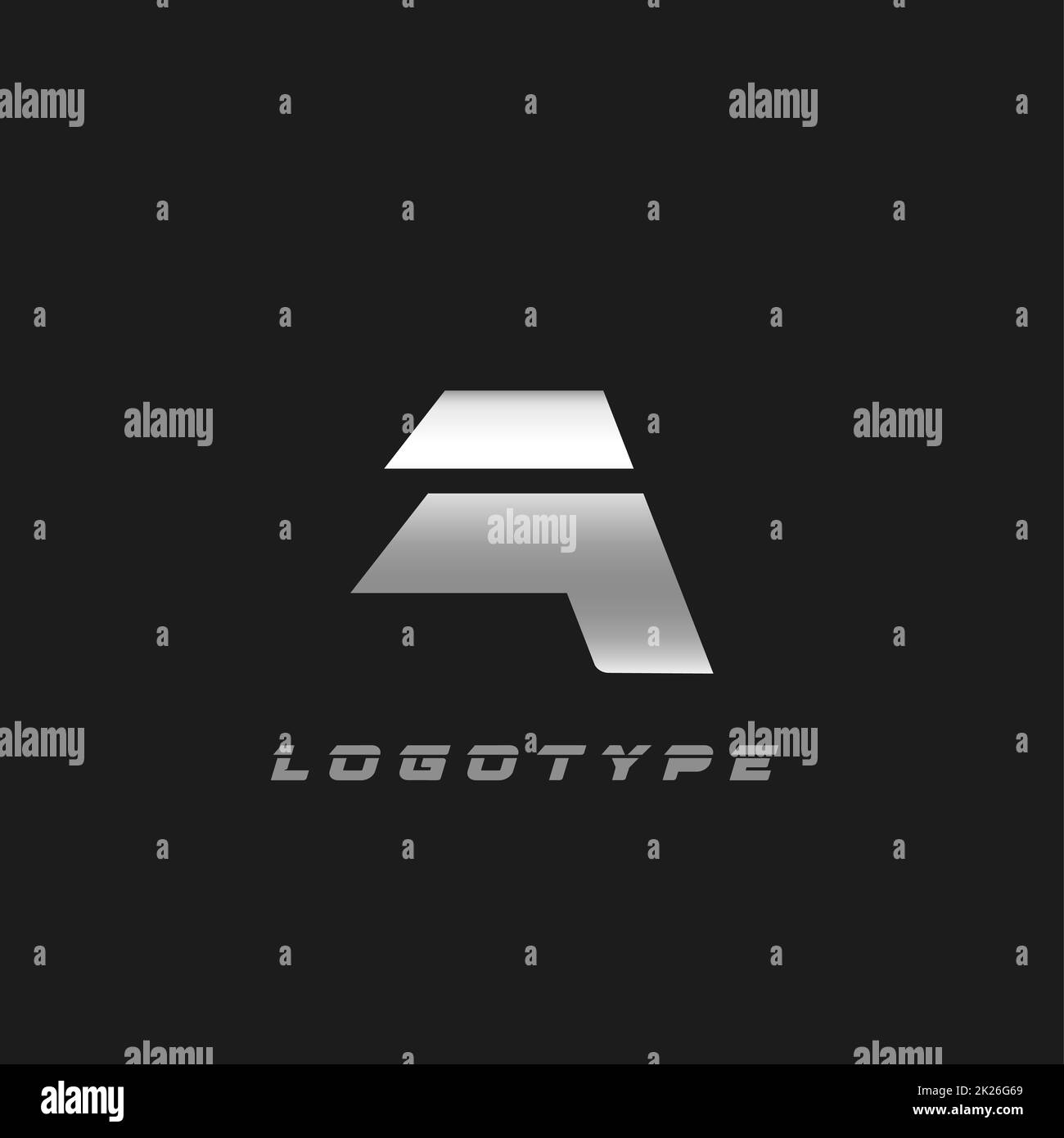 Blade silver letter A, bold italic cropped monogram. Aluminium iron metallic vector emblem for auto repair shop or automotive and race service modern logo Stock Photo
