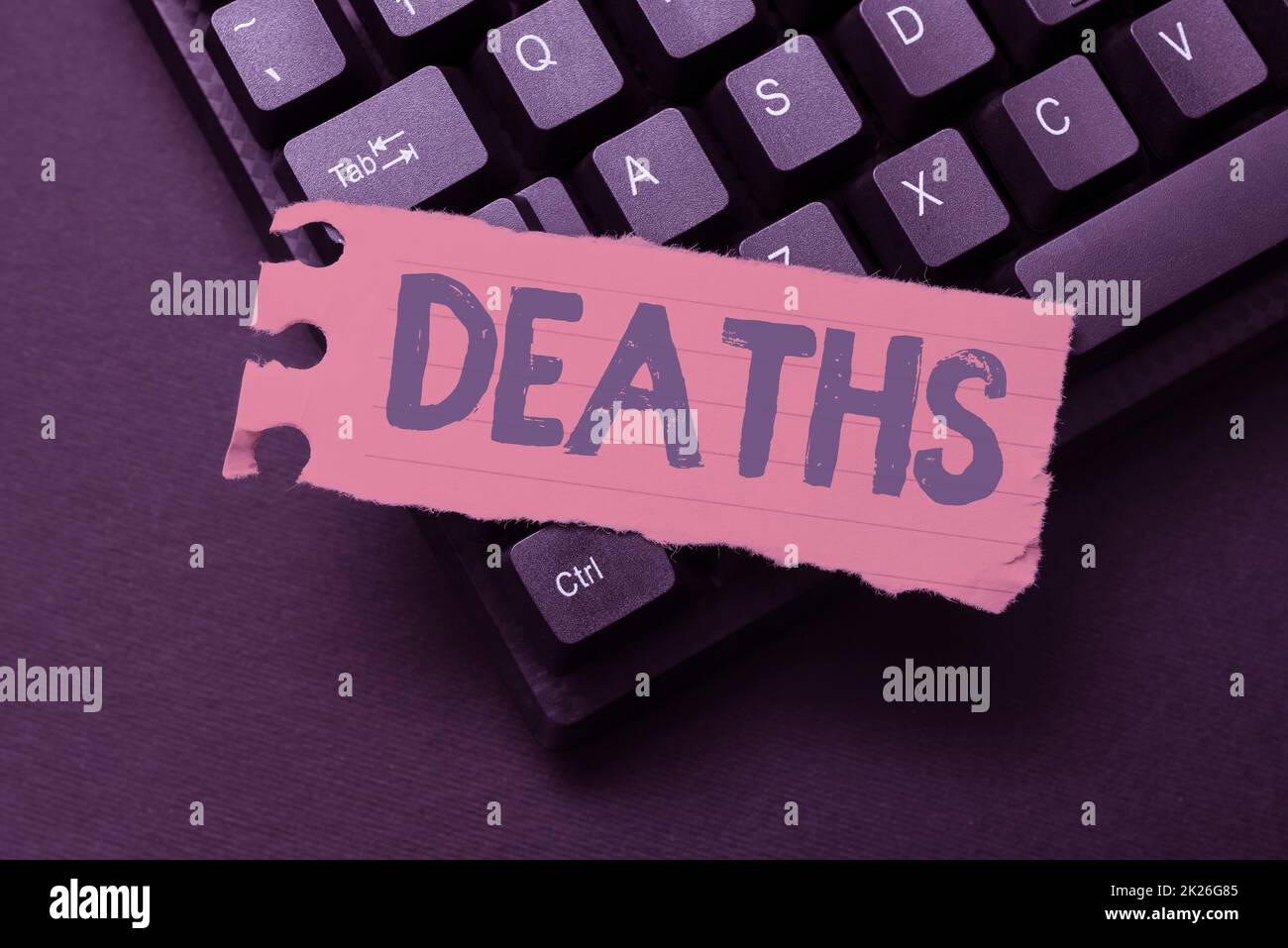Conceptual display Deaths. Business approach permanent cessation of all vital signs, instance of dying individual Composing New Screen Title Ideas, Typing Play Script Concepts Stock Photo