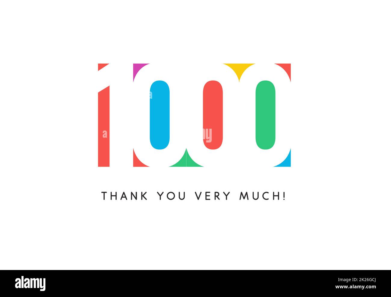 One thousand subscribers baner. Colorful logo for anniversary day. Stock Photo