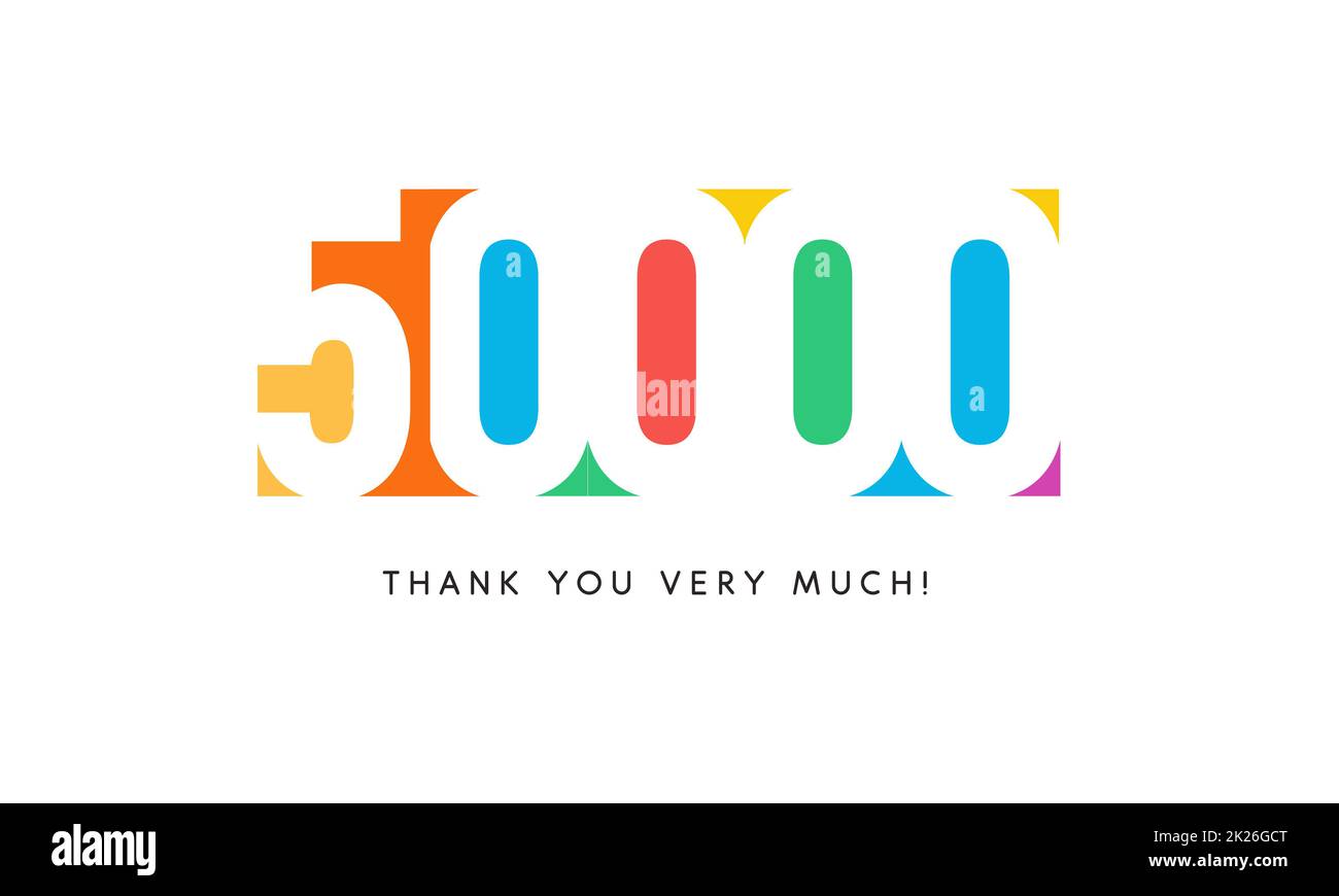 Fifty thousand subscribers baner. Colorful logo for anniversary day. Stock Photo
