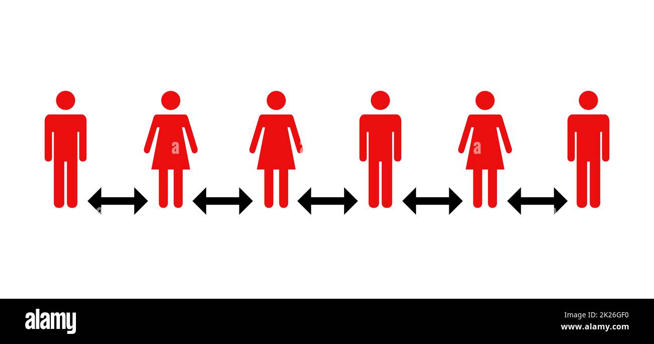 Please keep your distance - red black Stock Photo