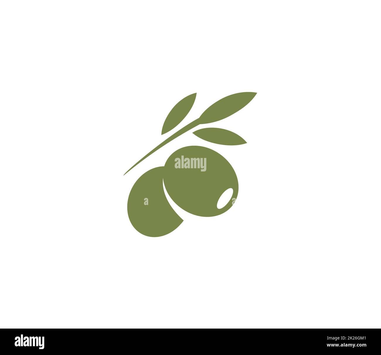 Olives emblem. Olive oil logo element. Green olive branch, leaves and