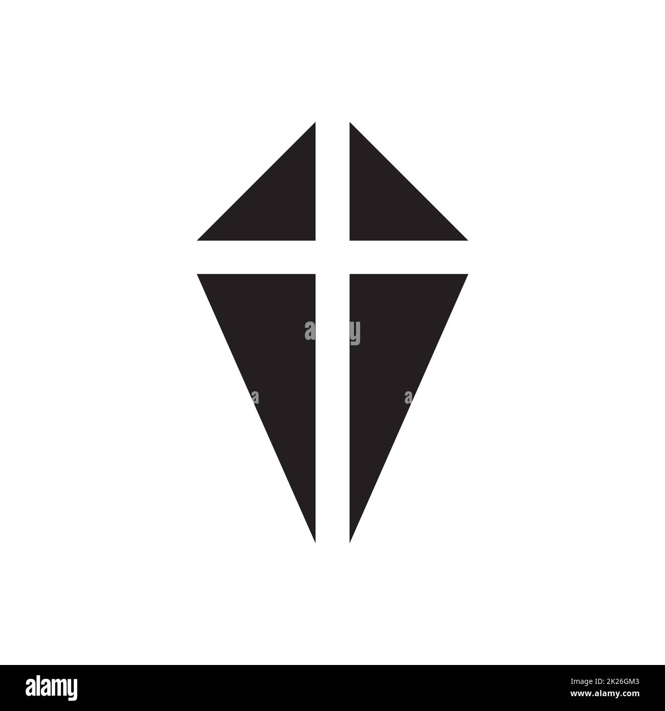 Christian symbol, black gravestone cross icon. Funeral services logo template. Isolated vector illustration. Stock Photo