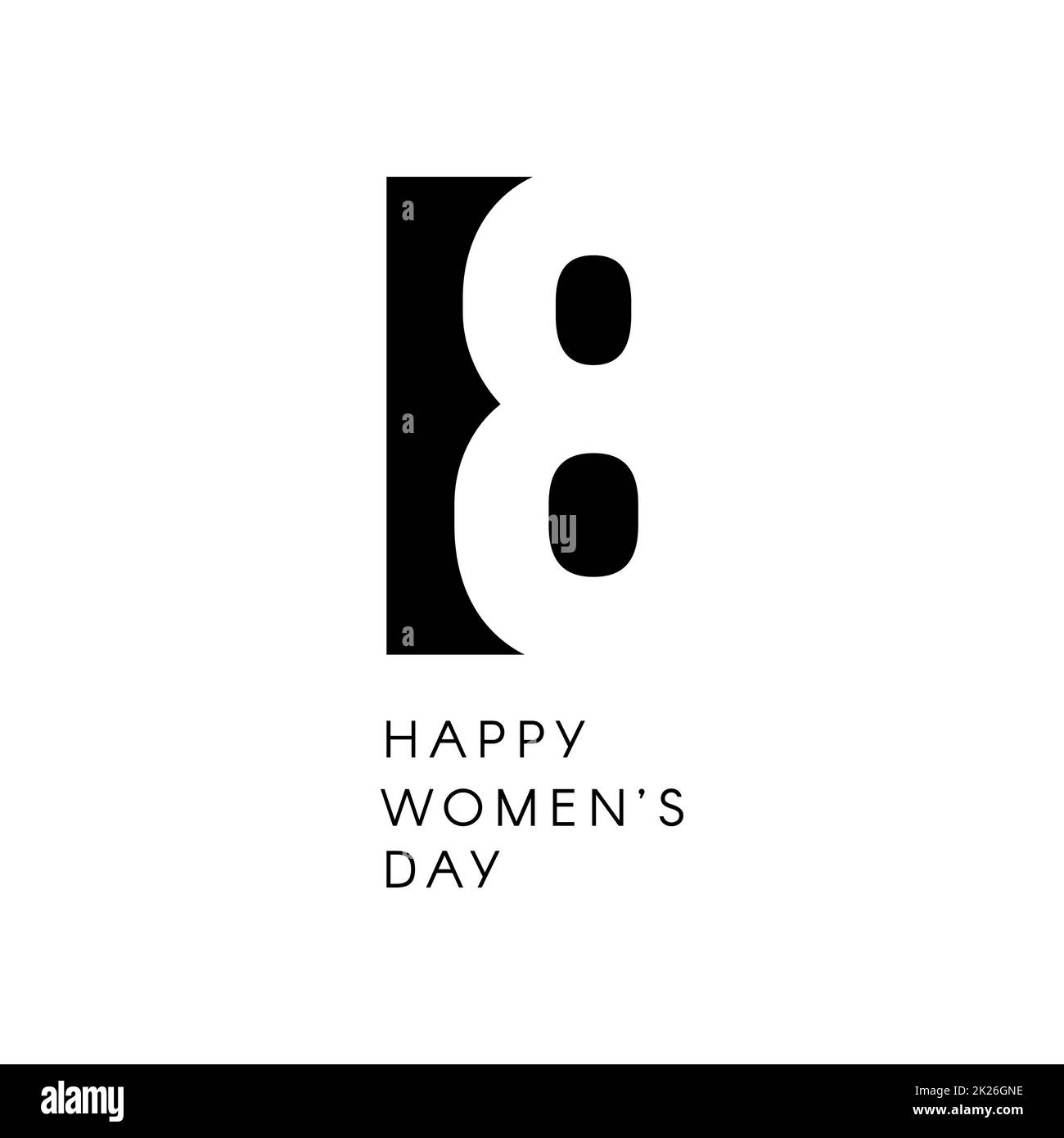 Happy womens day sign. Black negative space vector logo. Stock Photo