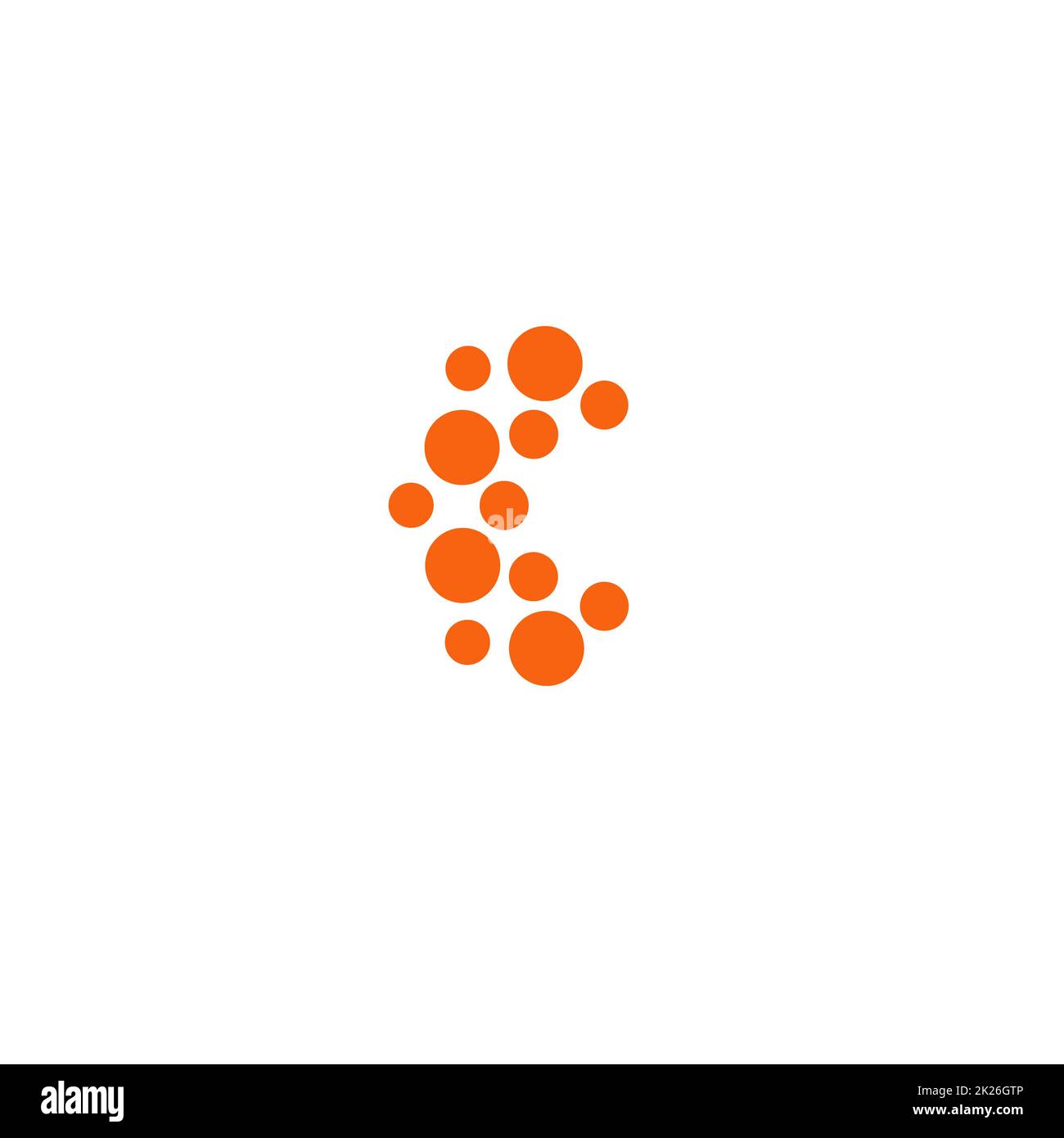 Abstract circles letter C. Company logotype template. Vector orange emblem on white background. Stock Photo
