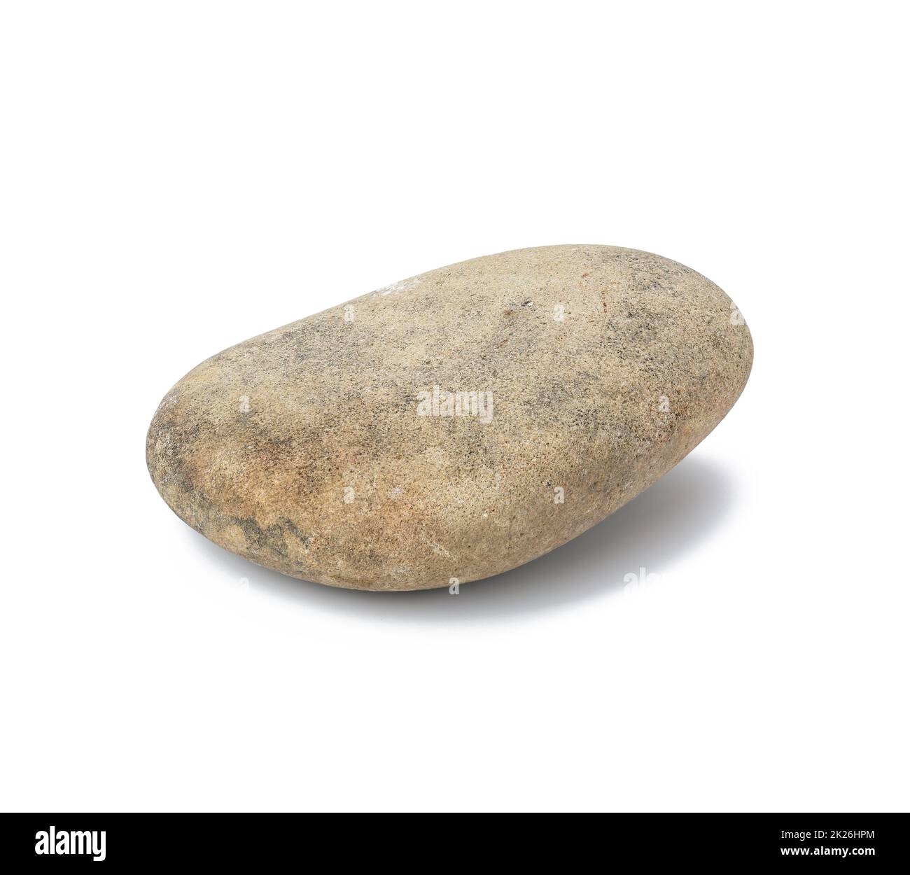 round gray sea stone isolated on white background Stock Photo