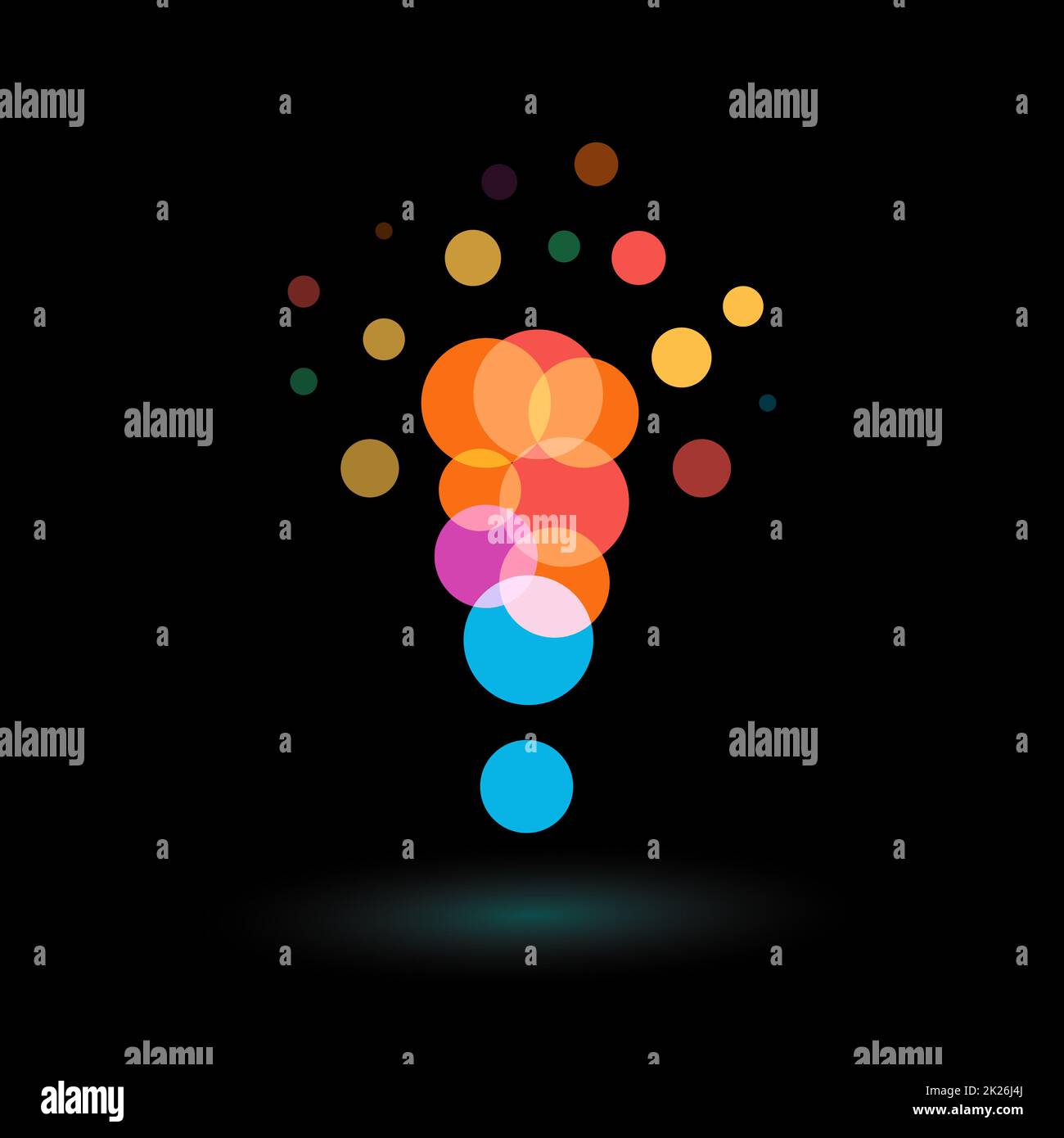 Happy news icon. Exclamation mark on black background. Night fest