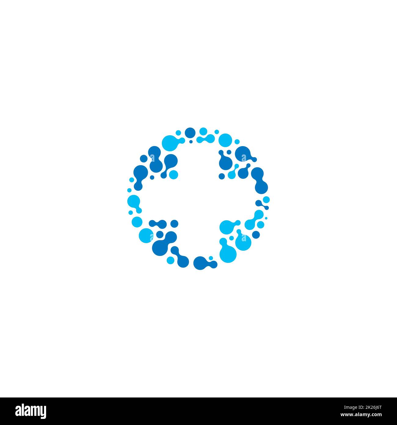 Medical symbol. Blue cross. Pharmacy sign. Chemical logotype of cirles. Stock Photo