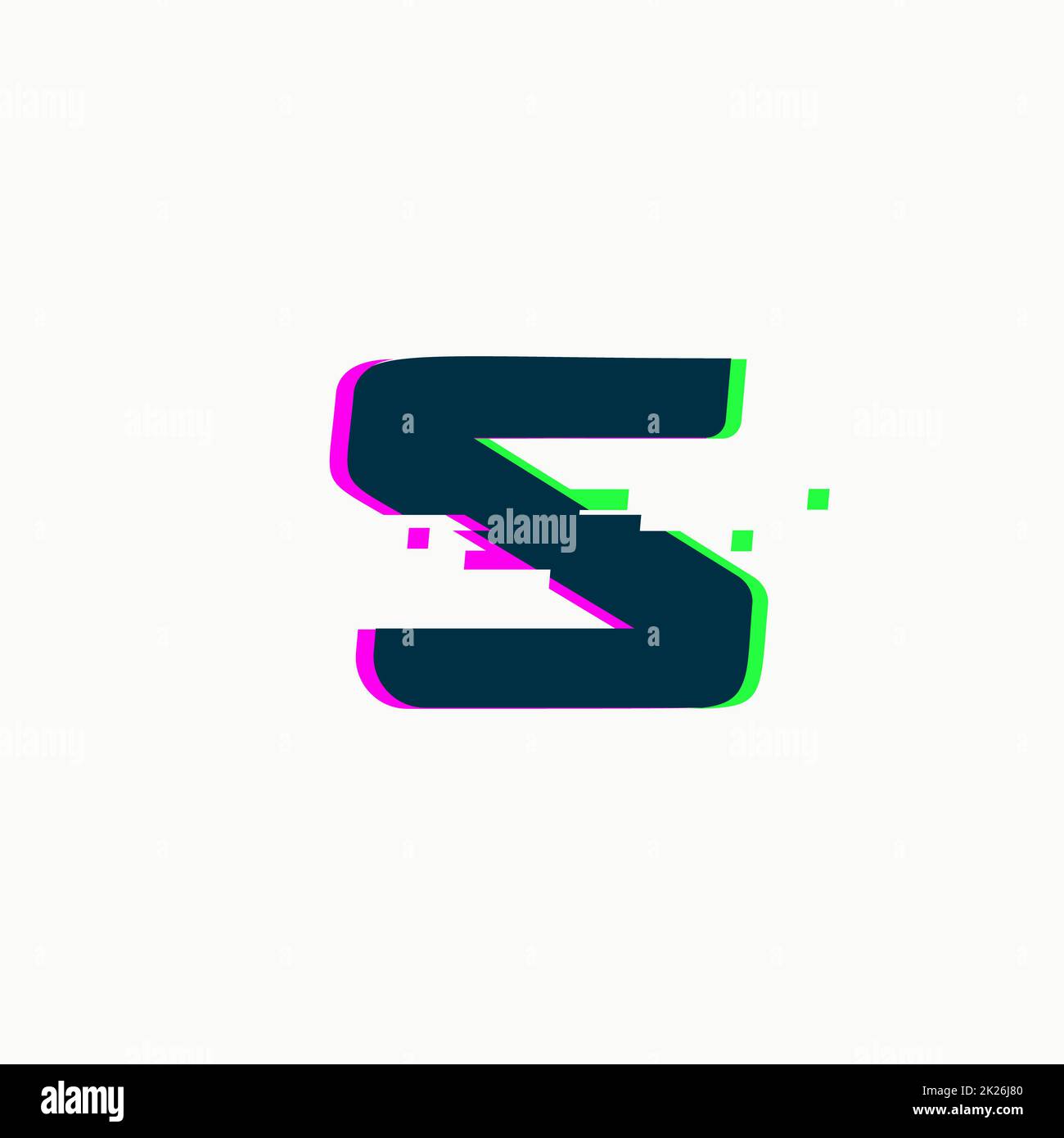 Letter S. Glitch font, vector isolated abstract symbol with digital ...