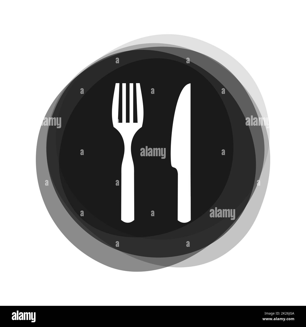 Button black grey showing fork and knife - Restaurant Stock Photo