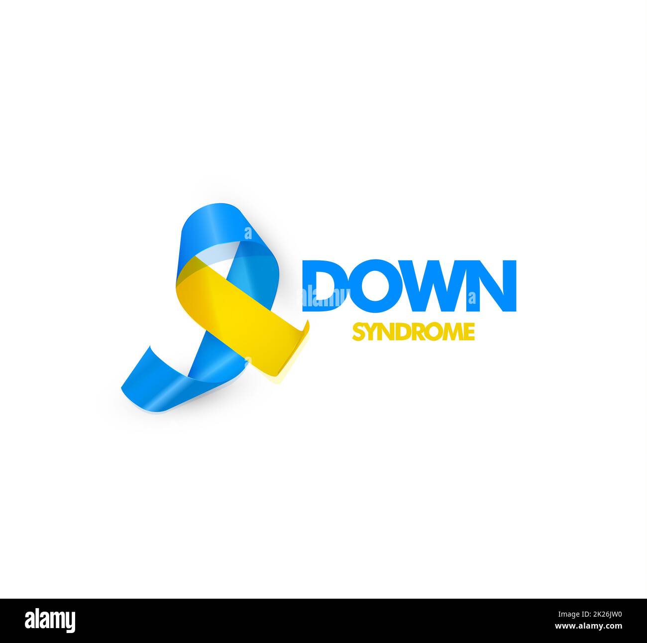 Blue and yellow ribbon with text for world down syndrome day vector