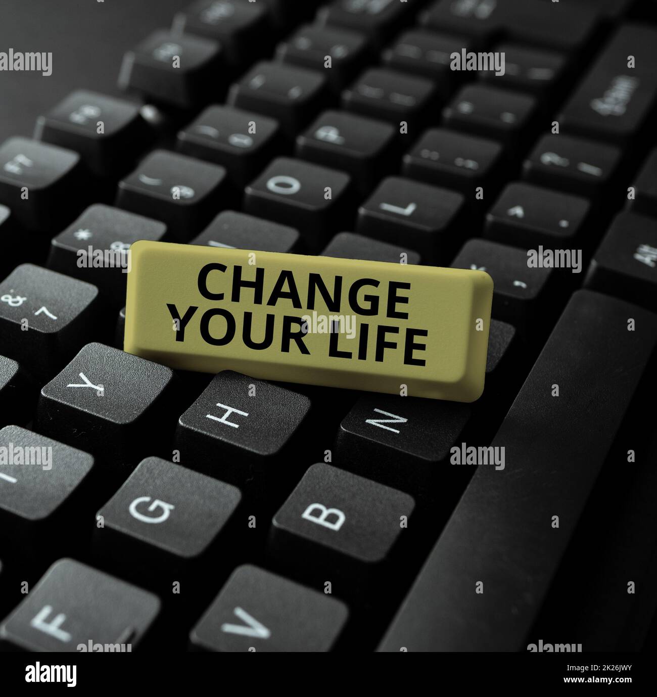 Writing displaying text Change Your Life. Concept meaning inspirational advice to improve yourself for the future Typing A New Mystery Novel, Creating Online Post On Social Media Stock Photo