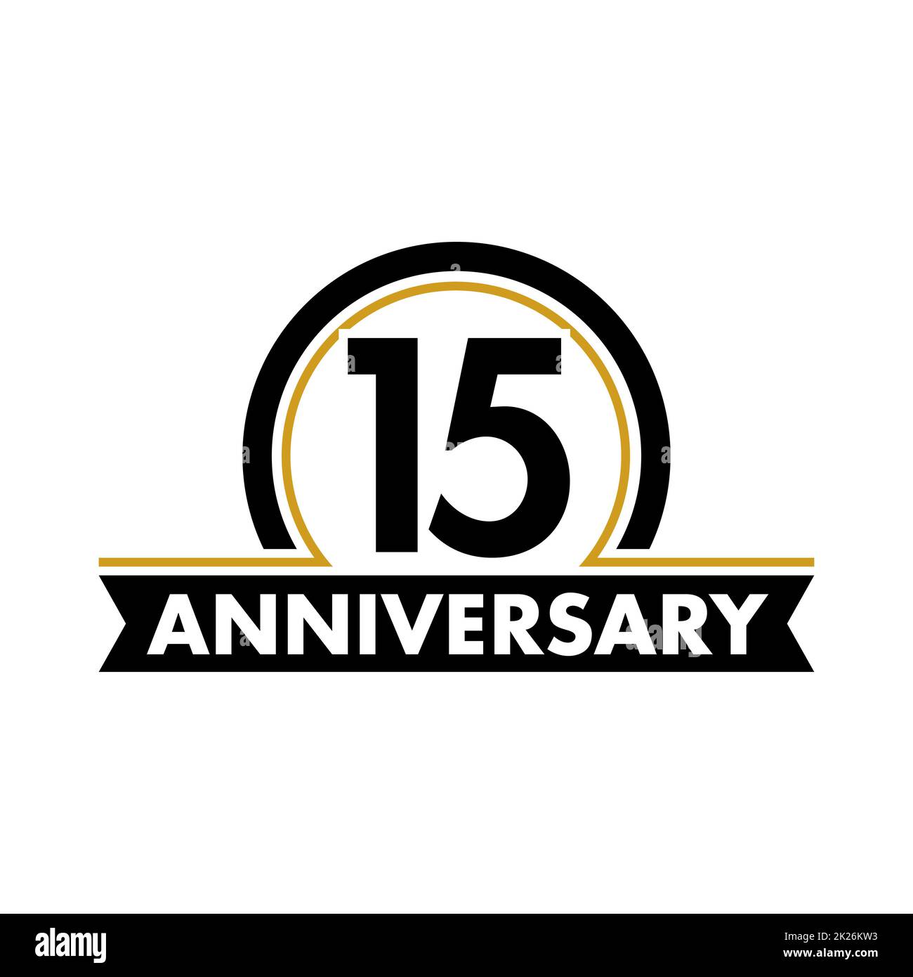 Anniversary vector unusual label. Fifteenth anniversary symbol. 15