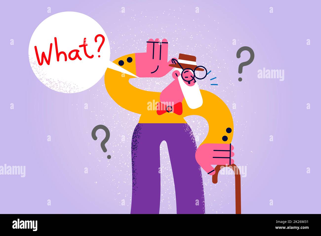 Old man with cane suffer from hearing problems Stock Photo - Alamy