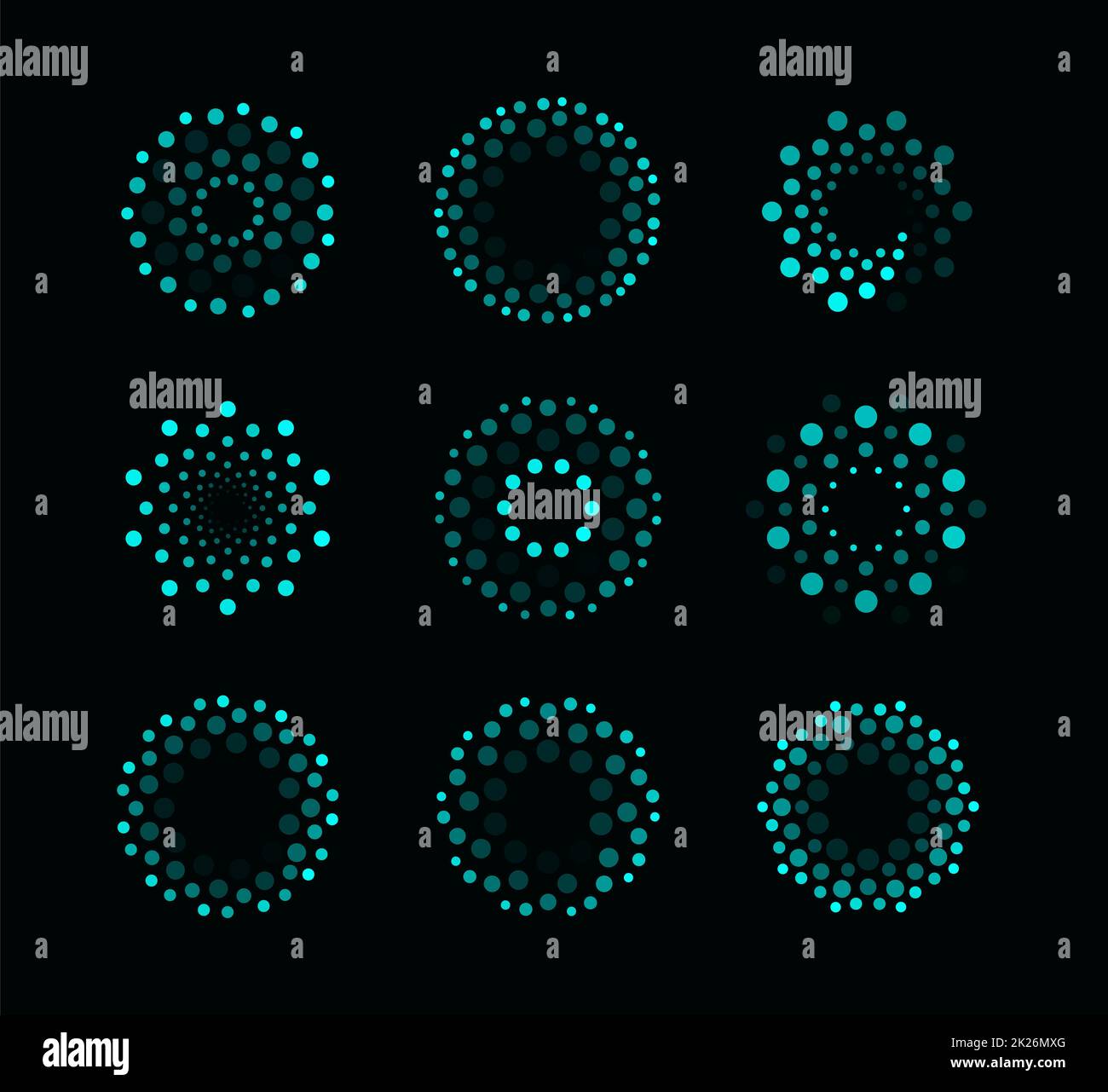 Abstract circular loading process indicators vector illustrations set Stock Photo