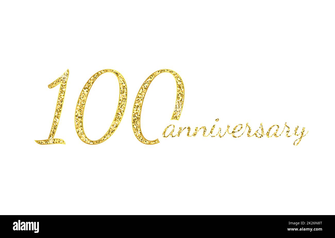 100 anniversary logo concept. 100th years birthday icon. Isolated golden numbers on white background. Vector illustration. EPS10. Stock Photo