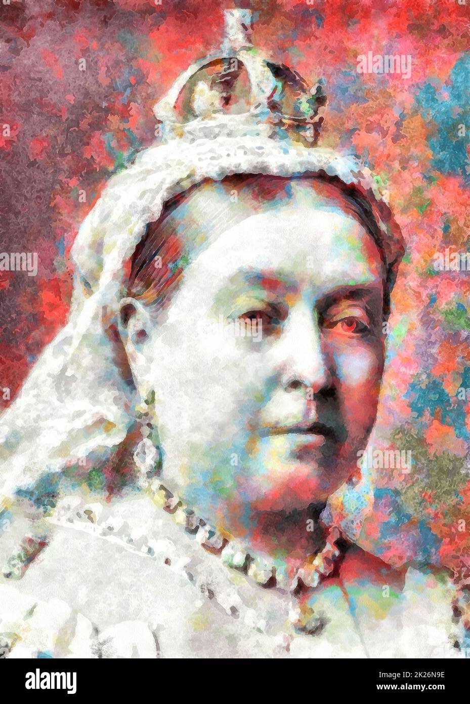 Illustrations Portrait Queen Victoria ,Pop Art, Stock Photo