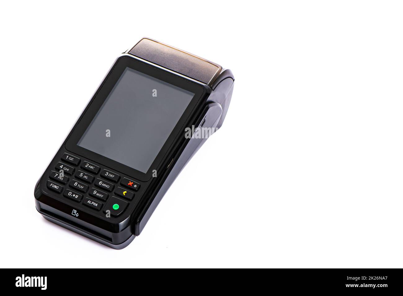 payment terminal for accepting money from plastic cards on a white background Stock Photo