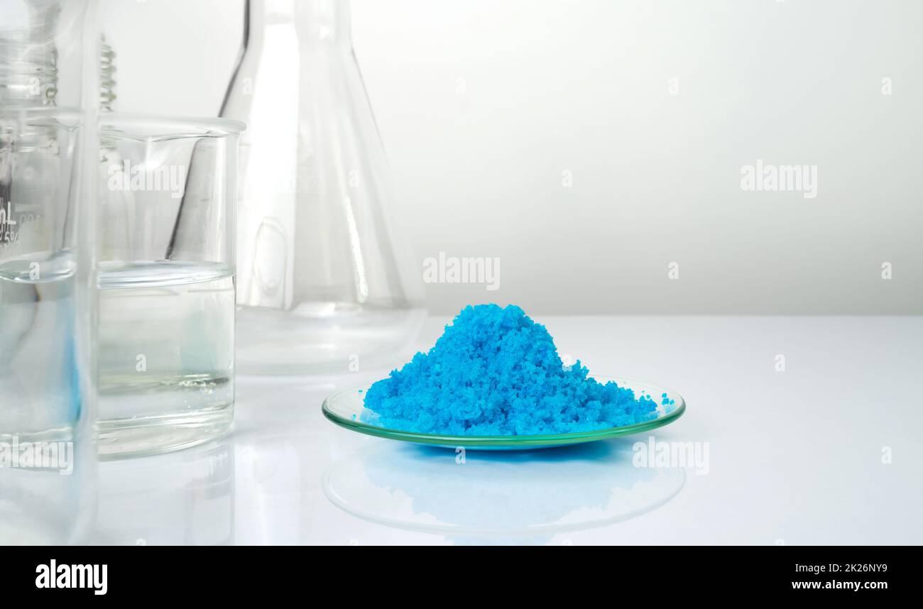 Closeup chemical on white laboratory table. Copper(II