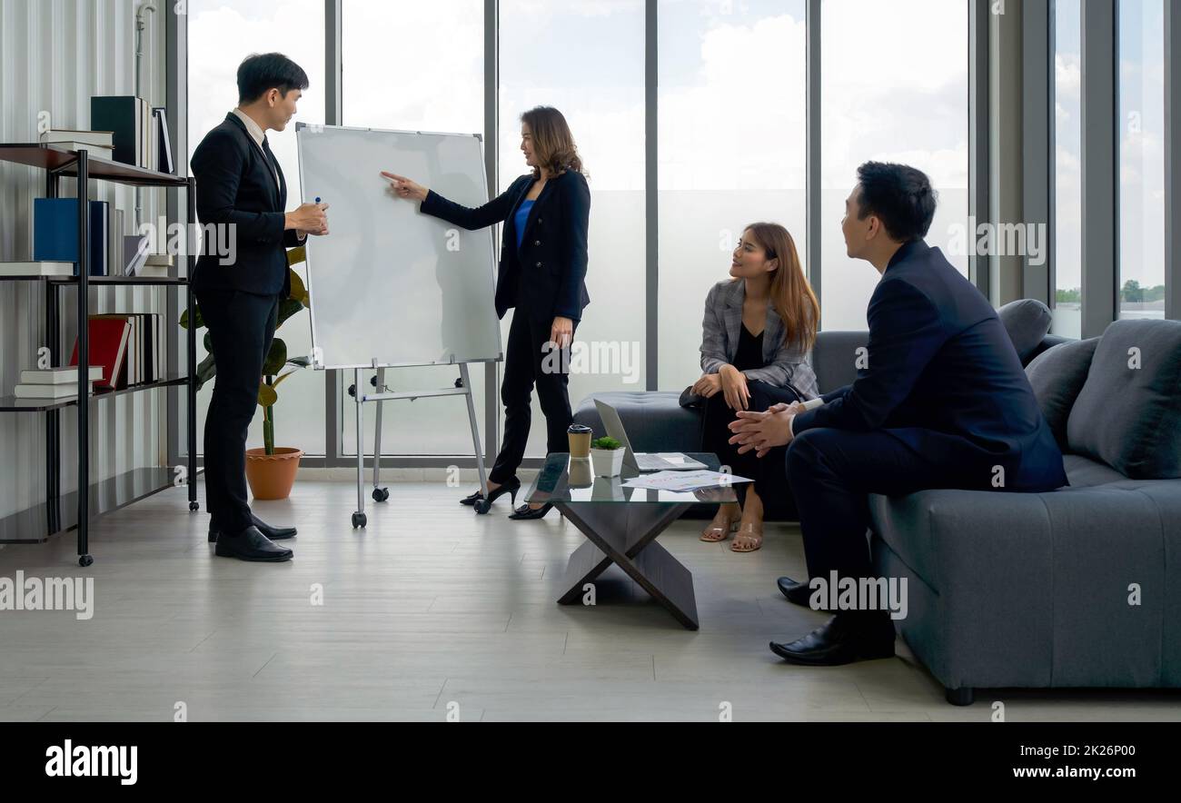 Business executives team meeting 2022 business target plan. People