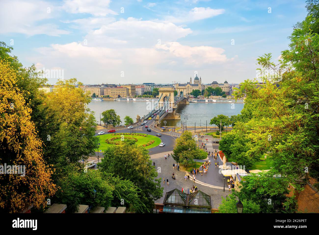 Ancient chain bridge Stock Photo