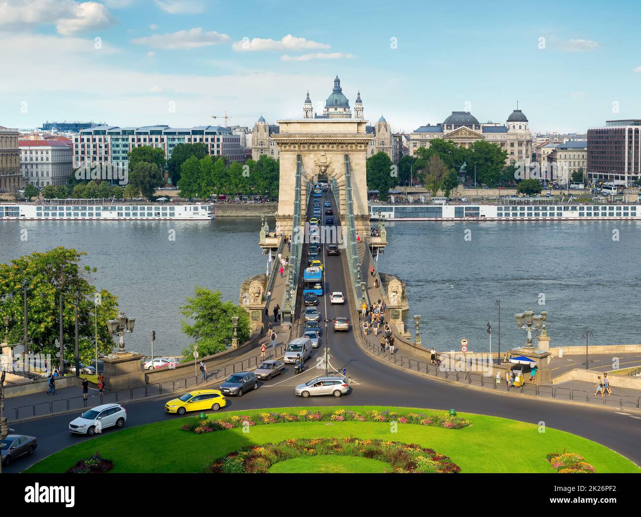 Chain bridge in Budapest at summer Stock Photo