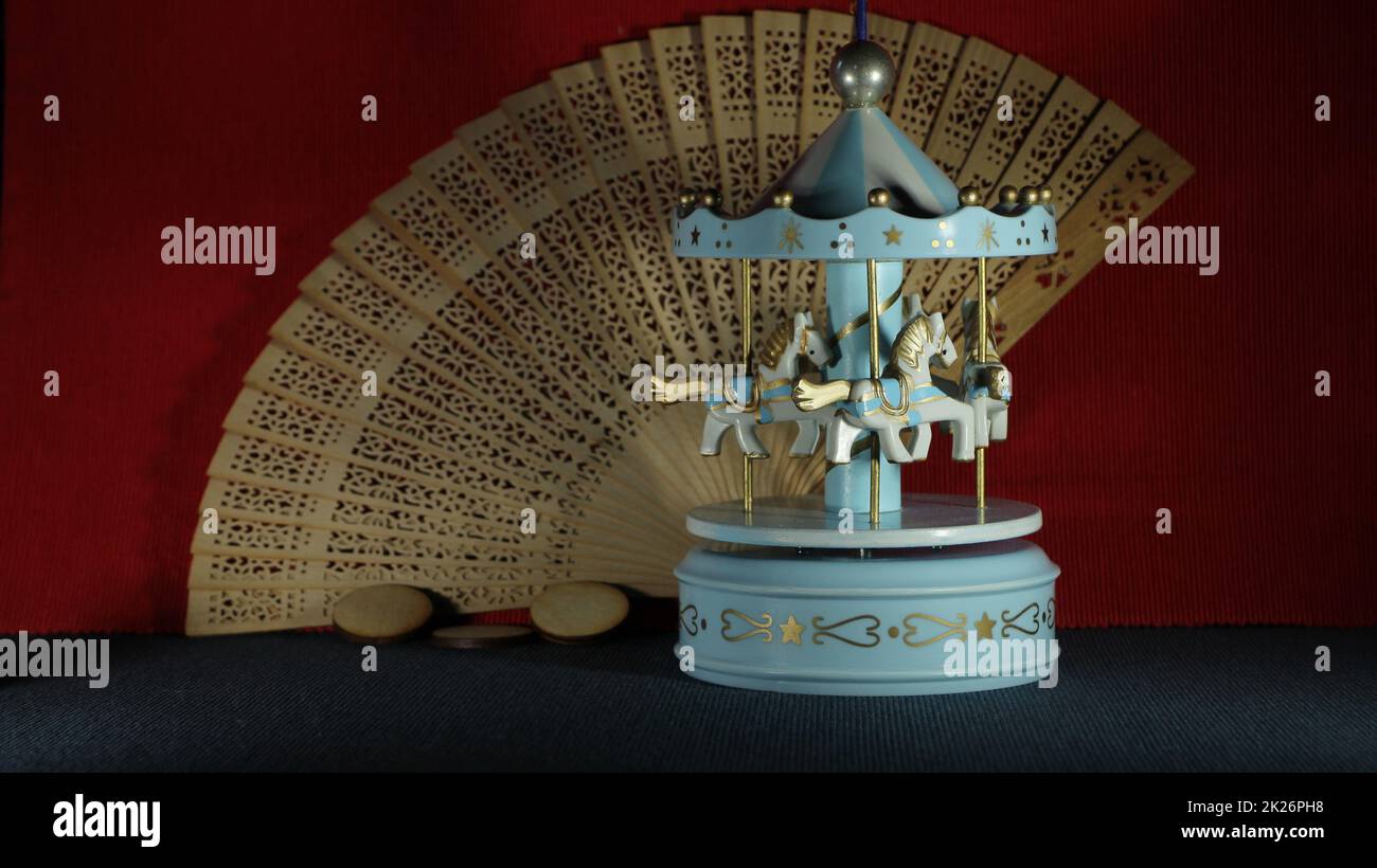 carousel mechanical toy Stock Photo Alamy