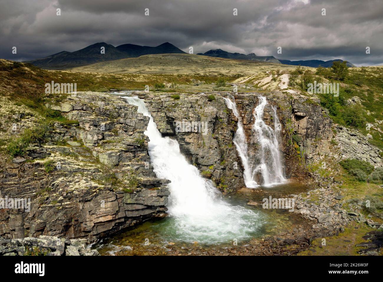 The Storulfossen waterfall in Rondane National Park Stock Photo