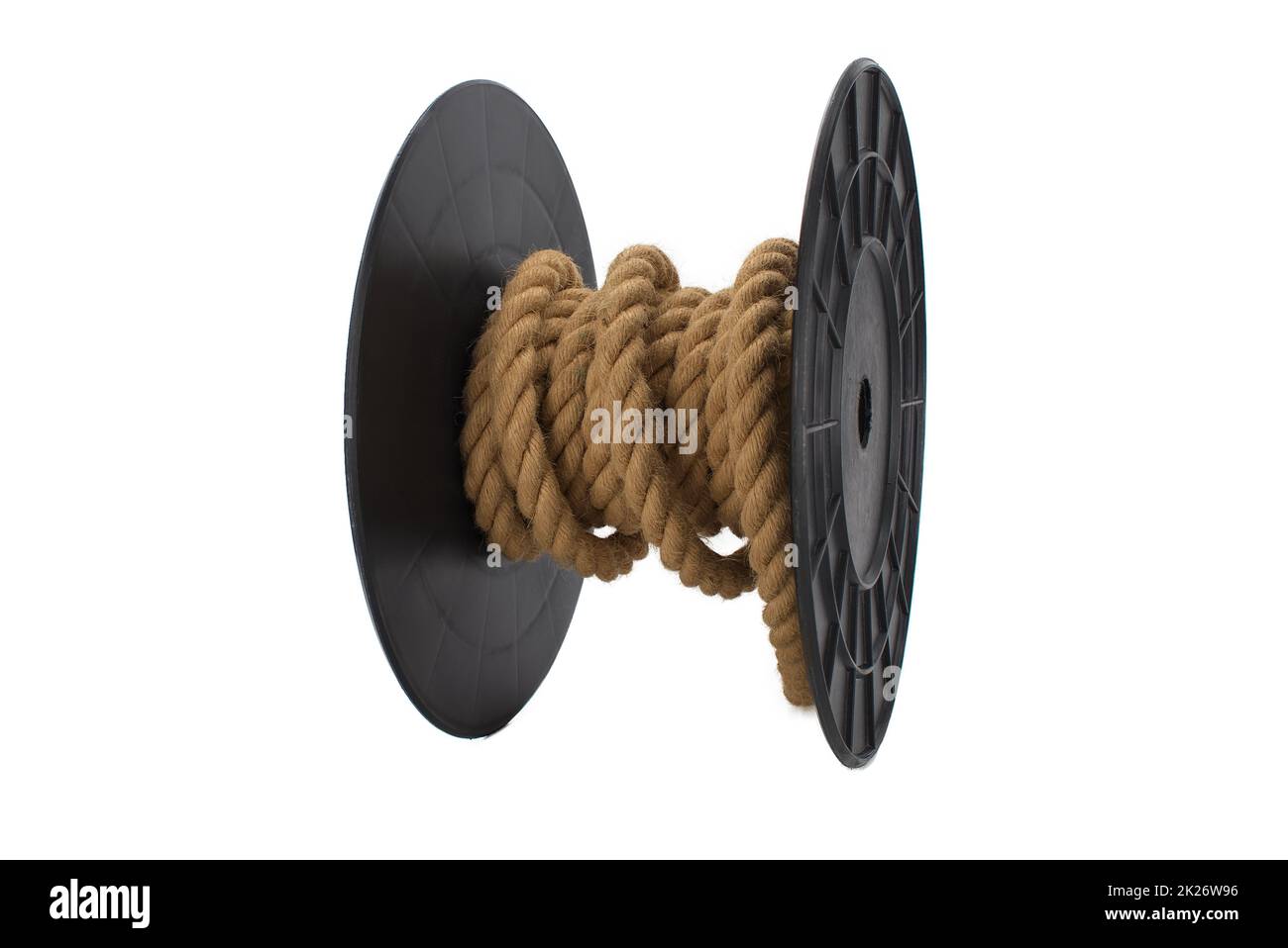 Braided natural jute rope wrapped on the reel Stock Photo Alamy