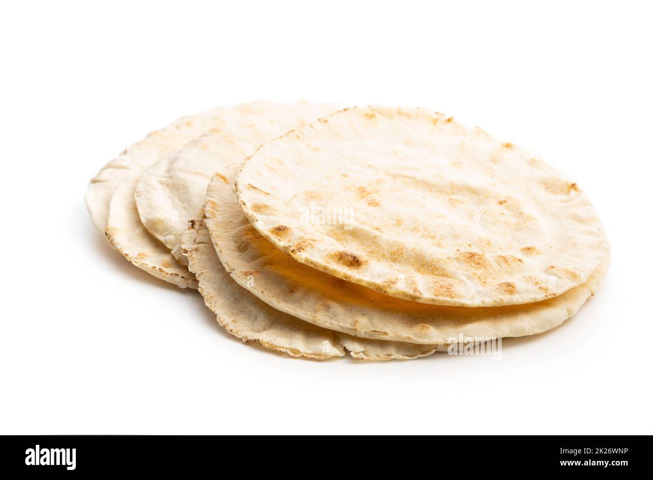 Arabic bread. Flat pita bread. Stock Photo