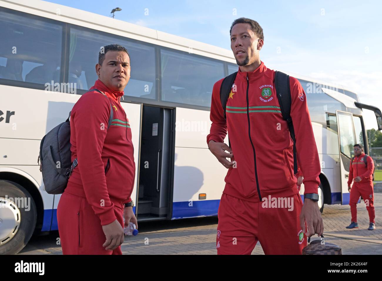 Almere, Netherlands., September 22, 2022, Suriname assistant coach Ryan Koolwijk arrives at the Almere City FC complex during the International friendly match between Suriname and Nicaragua at the Yanmar Stadium on September 22, 2022 in Almere, Netherlands. ANP | Dutch Height | Gerrit van Keulen Stock Photo