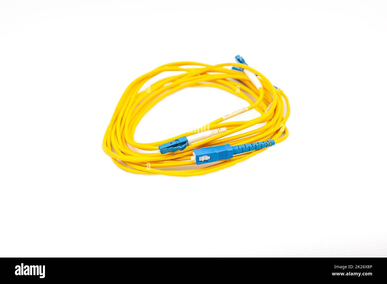 Fiber optic cables isolated on white background Stock Photo