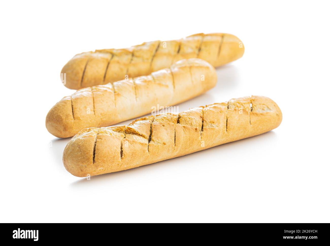 Roasted baguette with garlic butter. Crunchy sliced garlic bread Stock