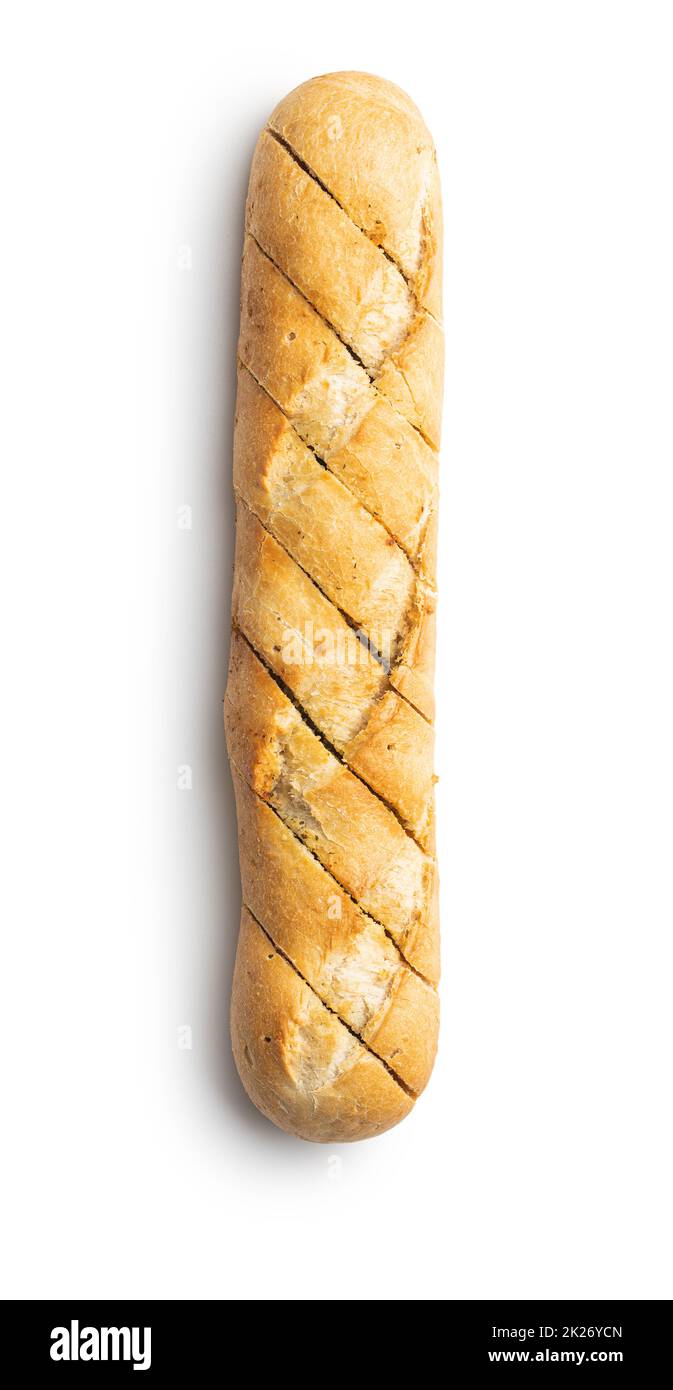 Roasted baguette with garlic butter. Crunchy sliced garlic bread Stock