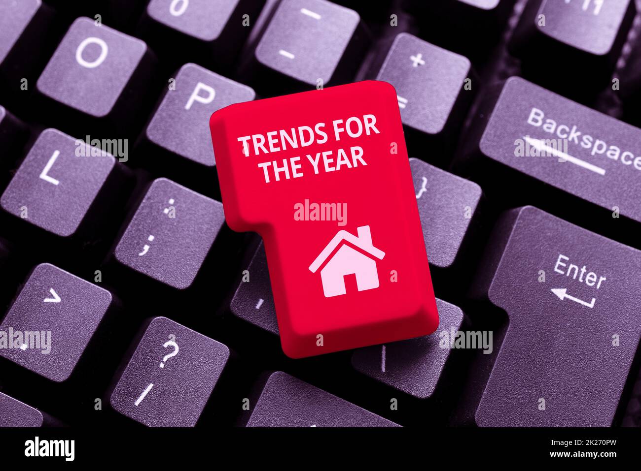 Handwriting text Trends For The Year. Word for fashion styles or preferences for a period of time Typing Image Descriptions And Keywords, Entering New Internet Website Stock Photo