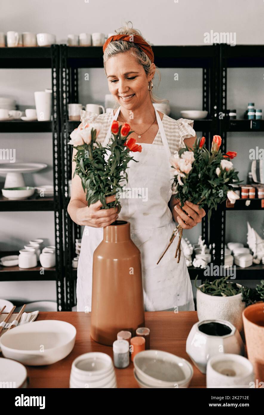 These flowers look perfect in my vase Stock Photo