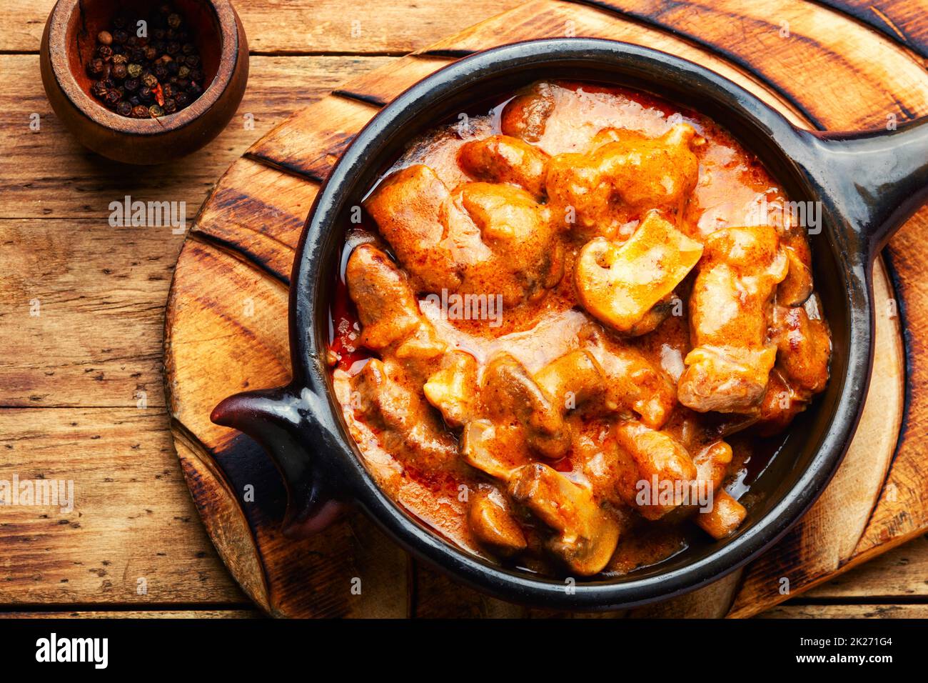 Beef stroganoff with mushrooms in a creamy sauce Stock Photo - Alamy