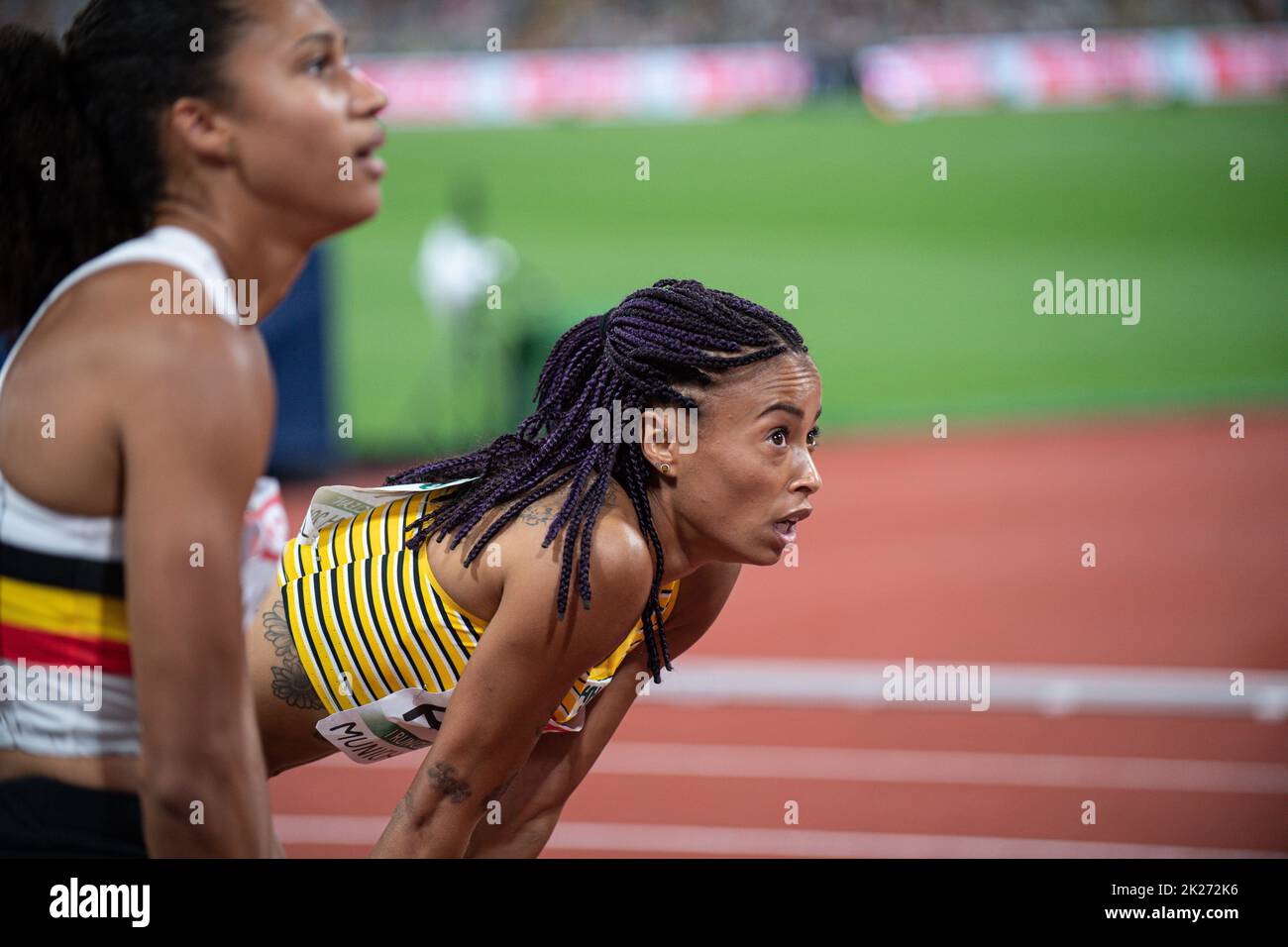 Tatjana Pinto participating in the 100 meters of the European Athletics