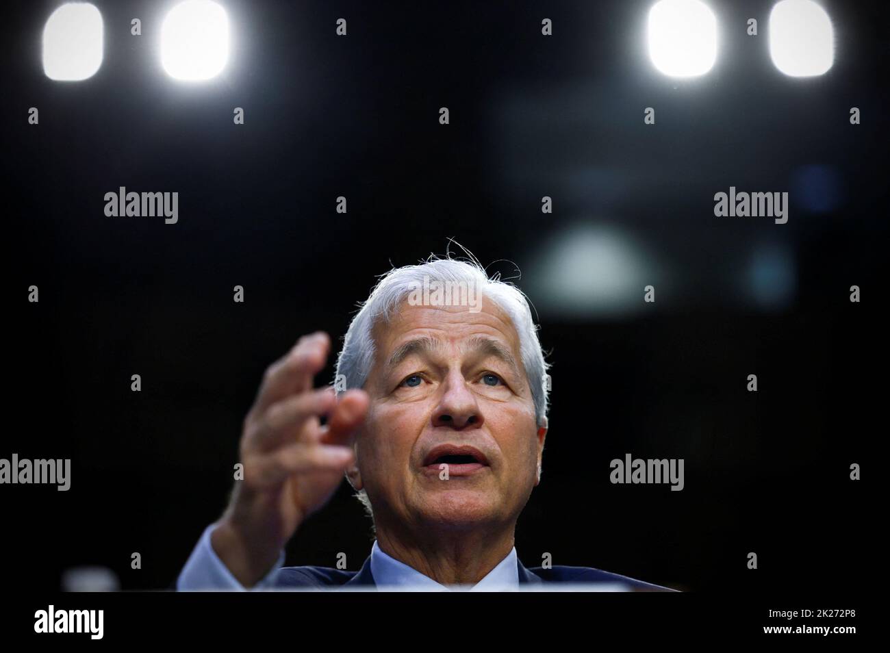 JPMorgan Chase and Company Chairman and CEO Jamie Dimon testifies before a Senate Banking, Housing, and Urban Affairs hearing on 'Annual Oversight of the Nation's Largest Banks', on Capitol Hill in Washington, U.S., September 22, 2022. REUTERS/Evelyn Hockstein Stock Photo