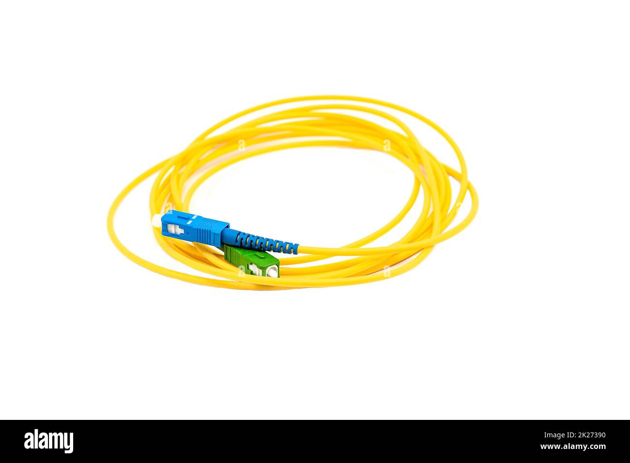 Fiber optic cables isolated on white background Stock Photo