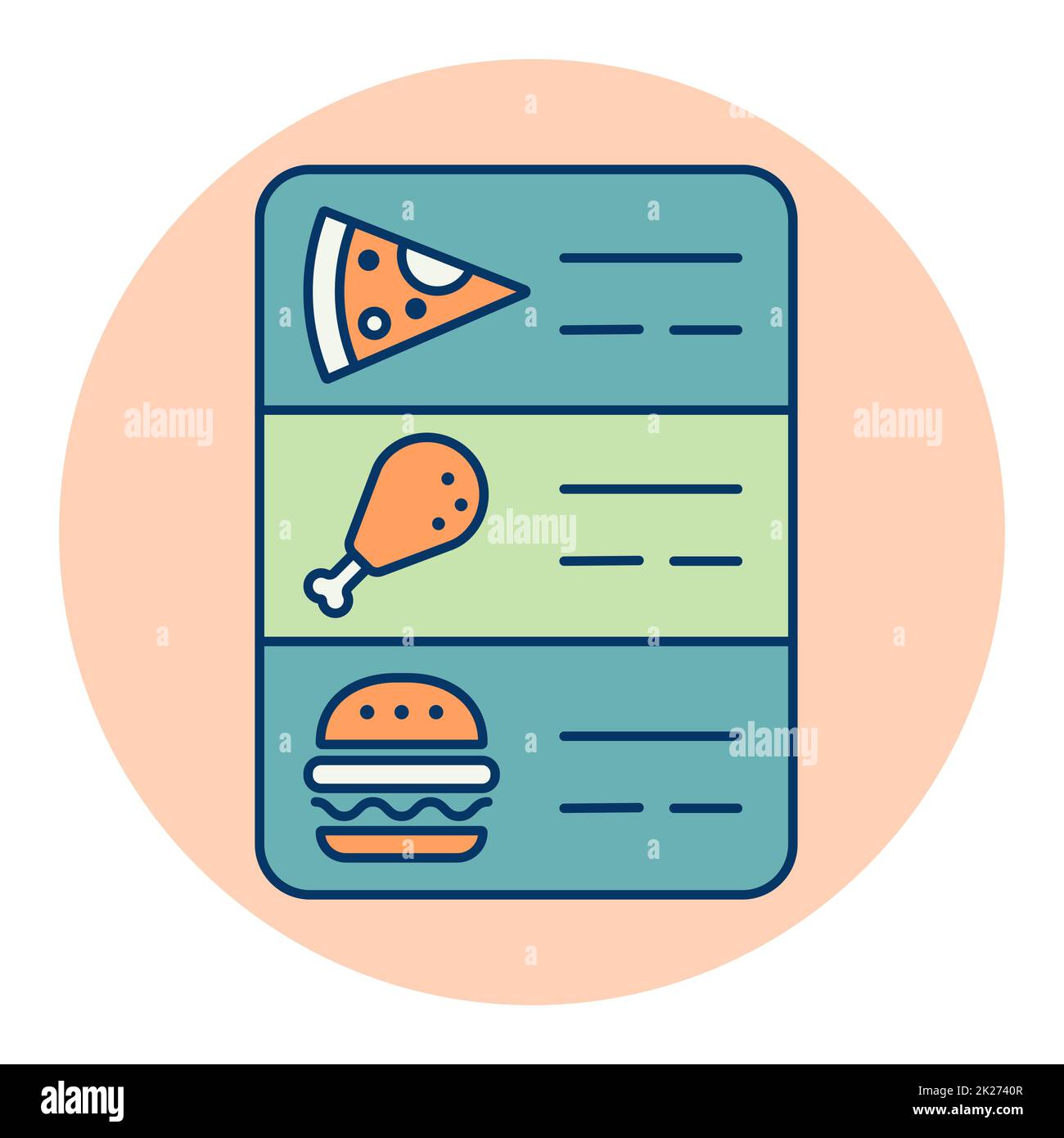 Online food menu vector icon Stock Photo