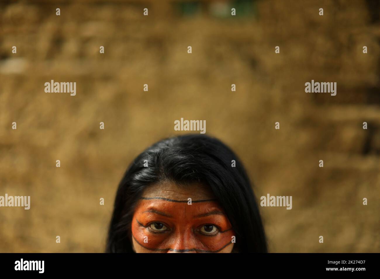 Tereza Arapium, from the Arapium indigenous people, candidate for Rio de Janeiro state deputy for the Rede Sustentabilidade party, poses for a photo at the Aldeia Maracana in Rio de Janeiro, Brazil September 22, 2022. REUTERS/Pilar Olivares Stock Photo