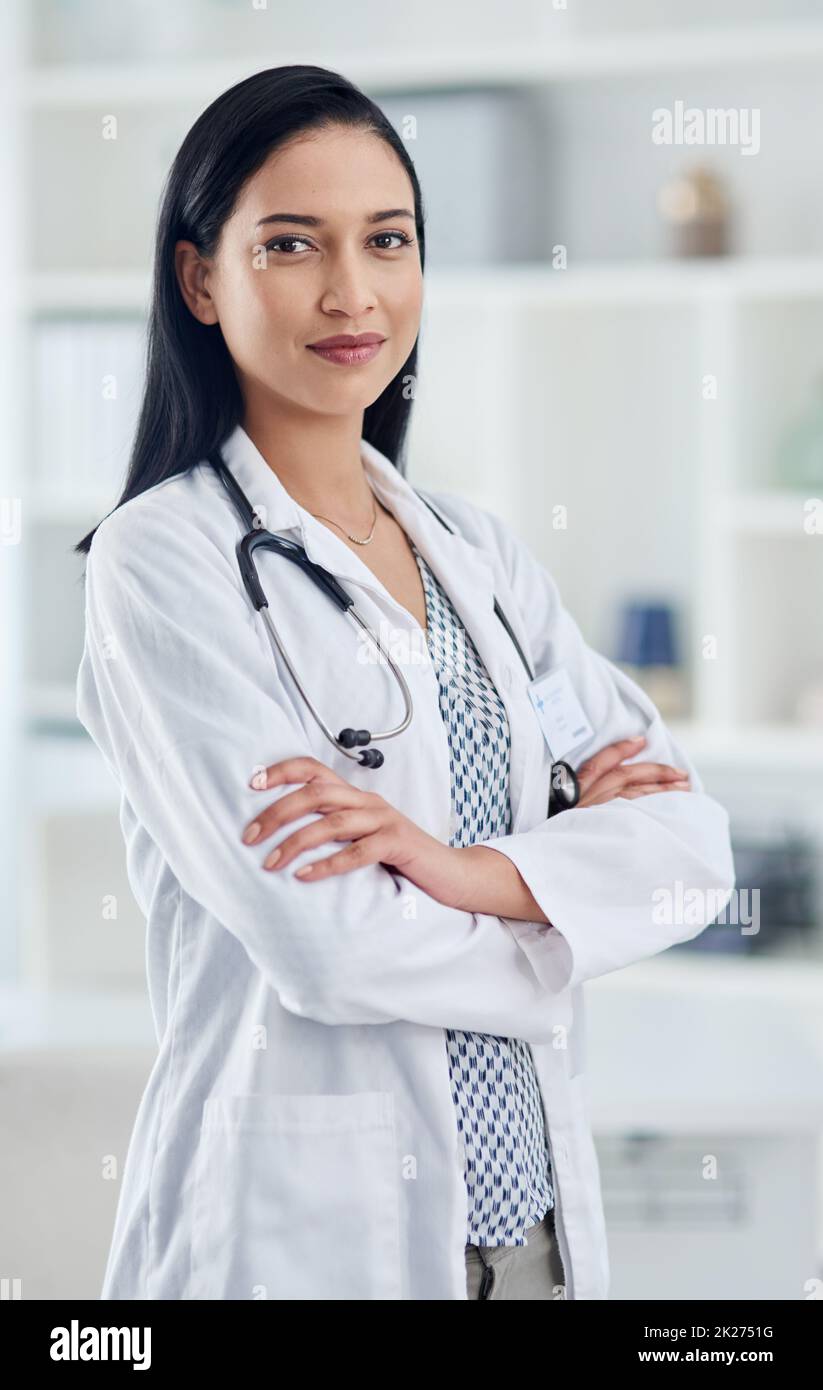 Your health concern is my concern. Portrait of a confident young doctor working in a clinic. Stock Photo
