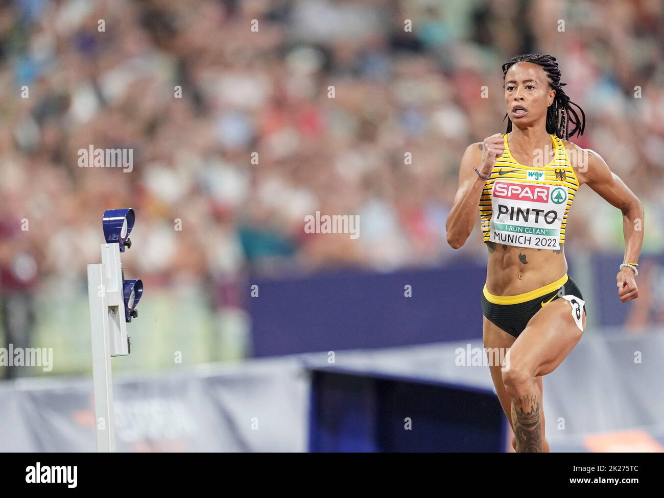 Tatjana Pinto participating in the 100 meters of the European Athletics