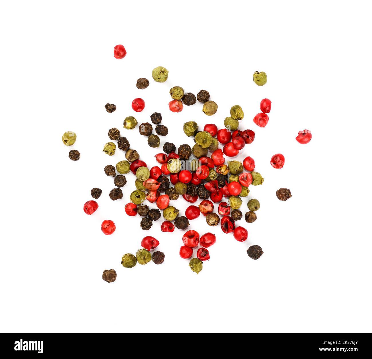 Heap of mixed peppercorns isolated Stock Photo