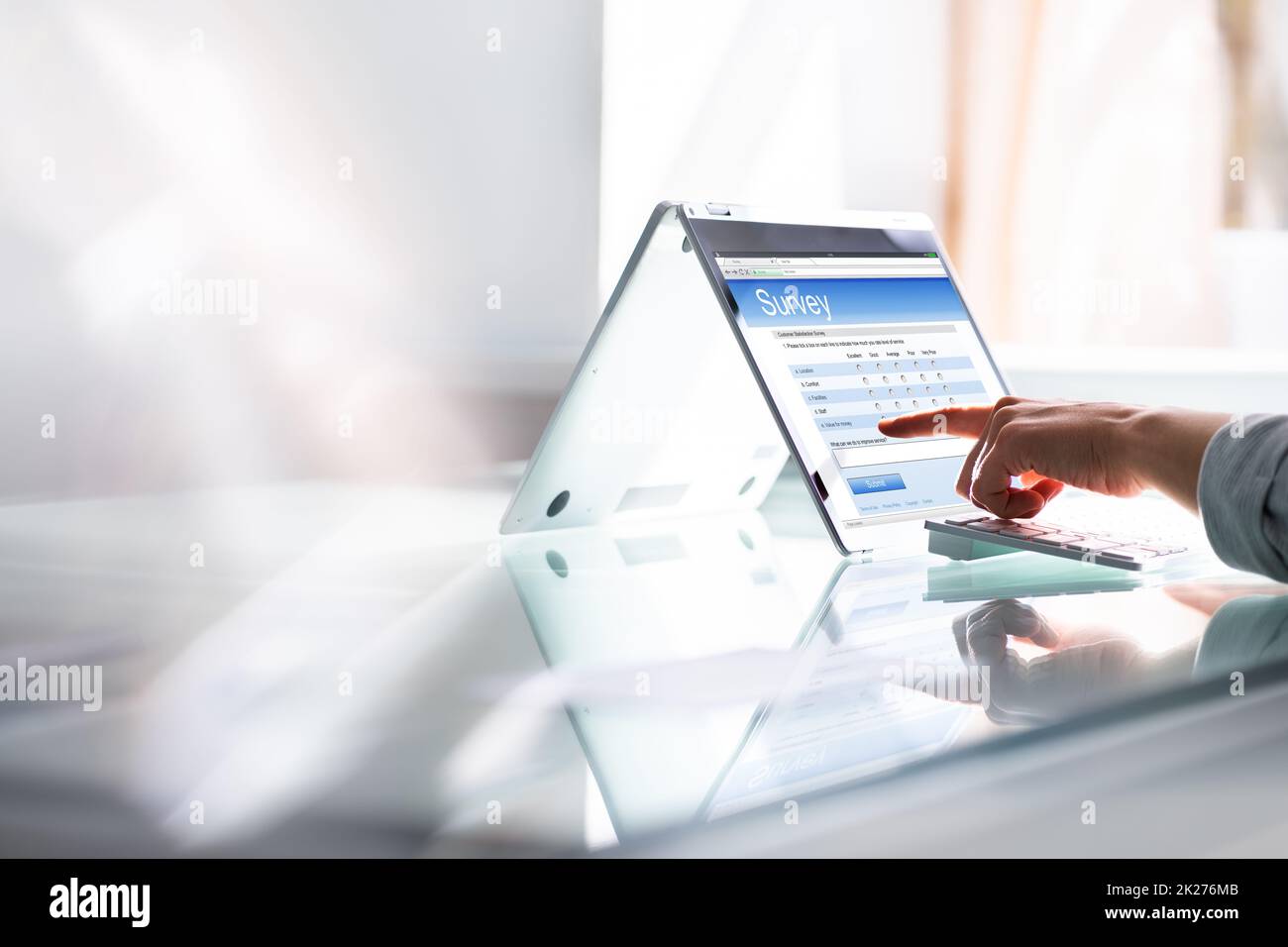 Woman Filling Survey Poll Or Form Stock Photo - Alamy