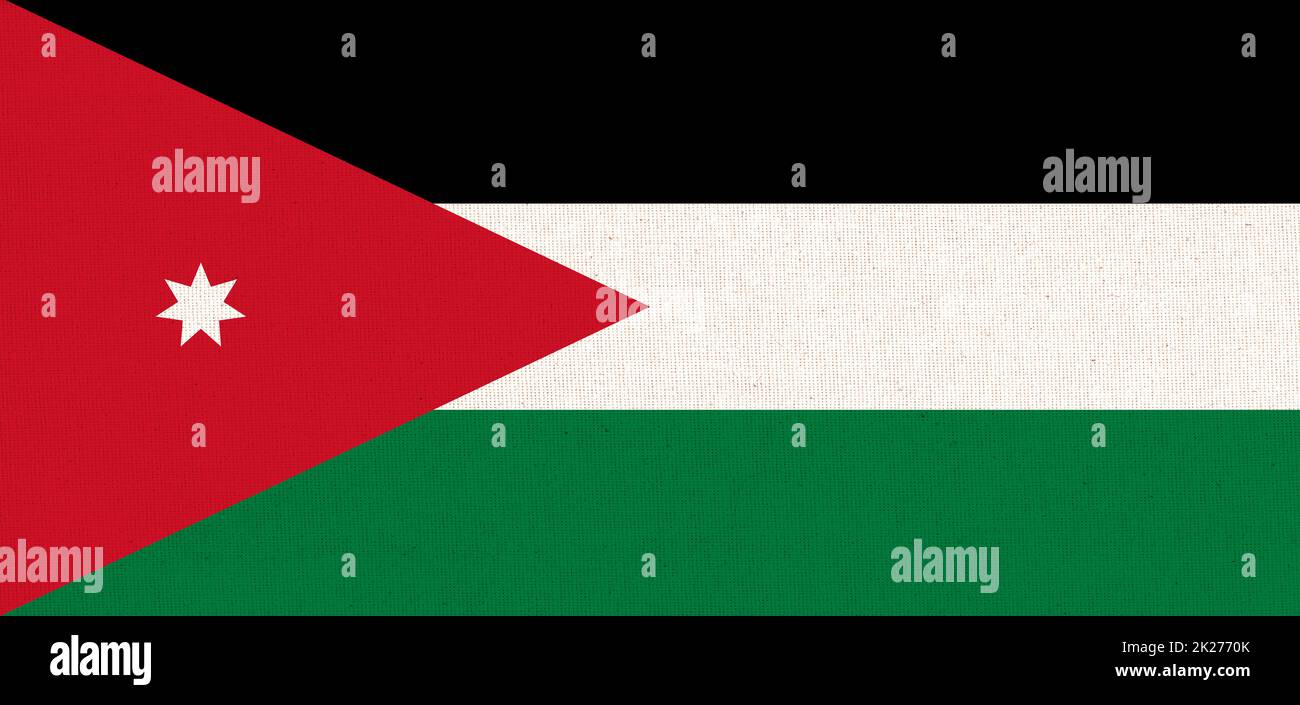 flag of Jordan. National Jordan flag on fabric surface Stock Photo Alamy