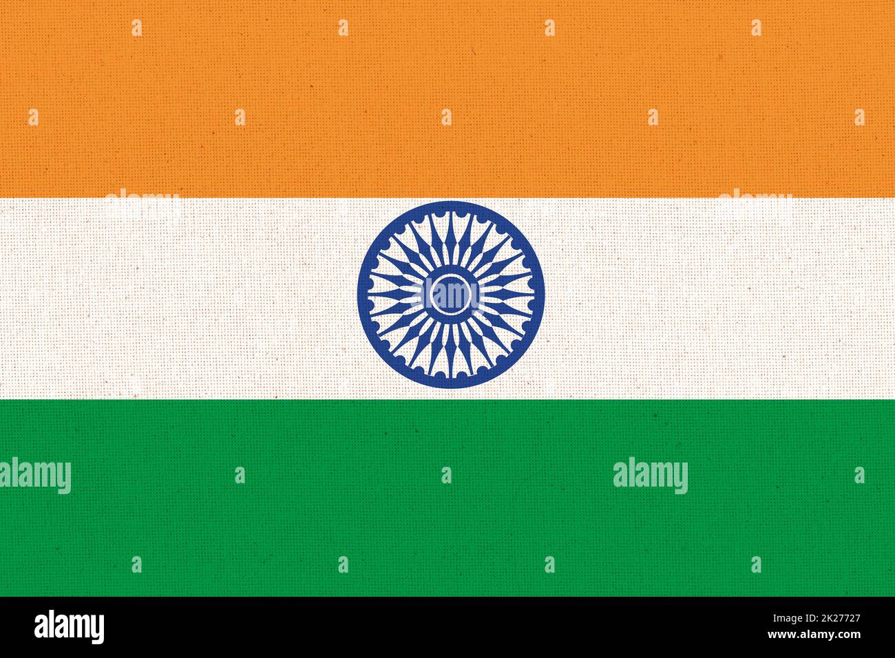 flag of India. National Indian flag on fabric surface. Indian national